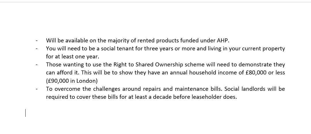 Here are the basic details of the policy Anyone who has lived in social housing for 3 years, will now have the opportunity to buy part of their home (2/11)