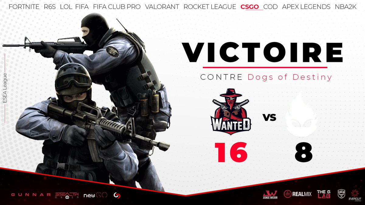 WanteD_TeamFR's tweet photo. [#ESEA Intermediate] #CSGO

Notre équipe remporte leur match hier soir
🆚#DogsOfDestiny sur le score▶️16-8✅

Merci aux 2 casters  @MaoCSGO &amp; @KitchAAAAcsgo pour l'animation du match🎤

Au match Day#3 nous sommes à 2 V et 1D

Prochain match demain🆚@MisteryaEsport

#WanteDFight🤠 https://t.co/OvlfJ49ieY