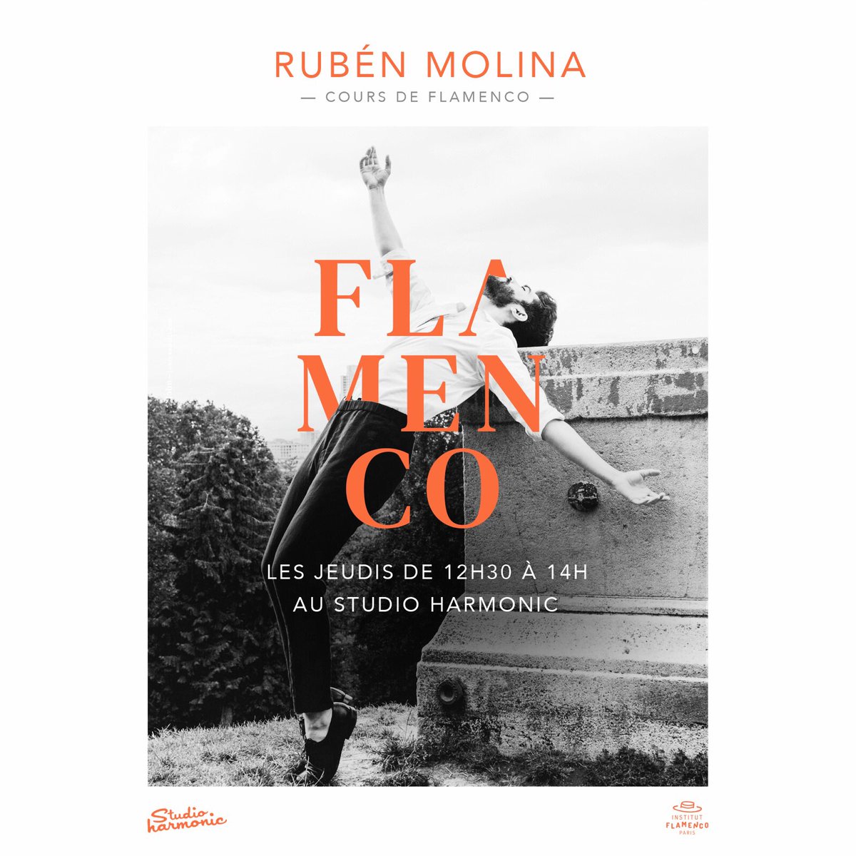 COURS RÉGULIERS DE FLAMENCO avec <a href="/molinaofficiel/">Rubén Molina</a> AU #studioharmonic #paris 🍊Les Jeudis de 12h30 à 14h ! Ouvert à tous les professionnels de la danse d'autres styles / débutants / intermédiaires 1. 
#flamenco #flamencoparis #rubenmolina #danse #coursdanse #paris