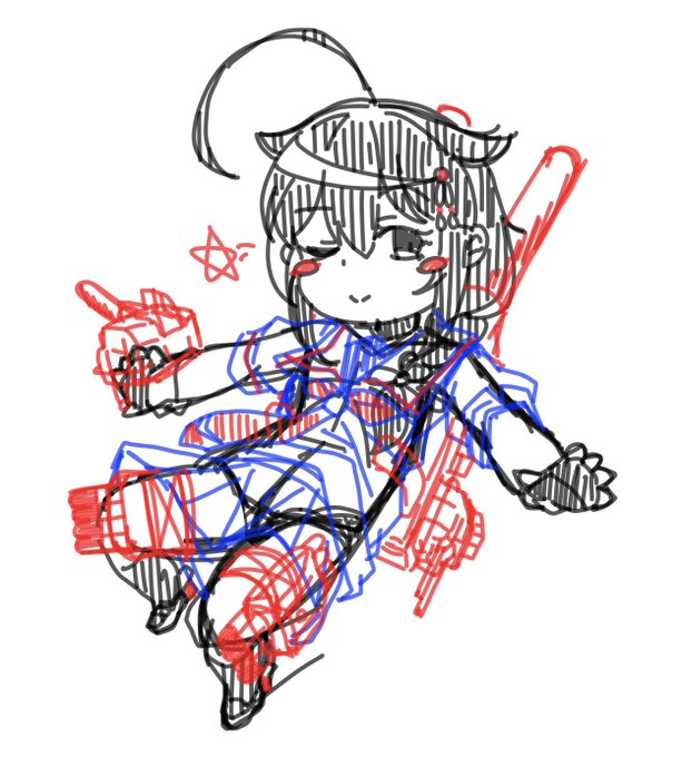 #自分の絵柄の特徴あげてもらってそれを全部封印した絵を描く試製SD しぐれ  かいに !! 