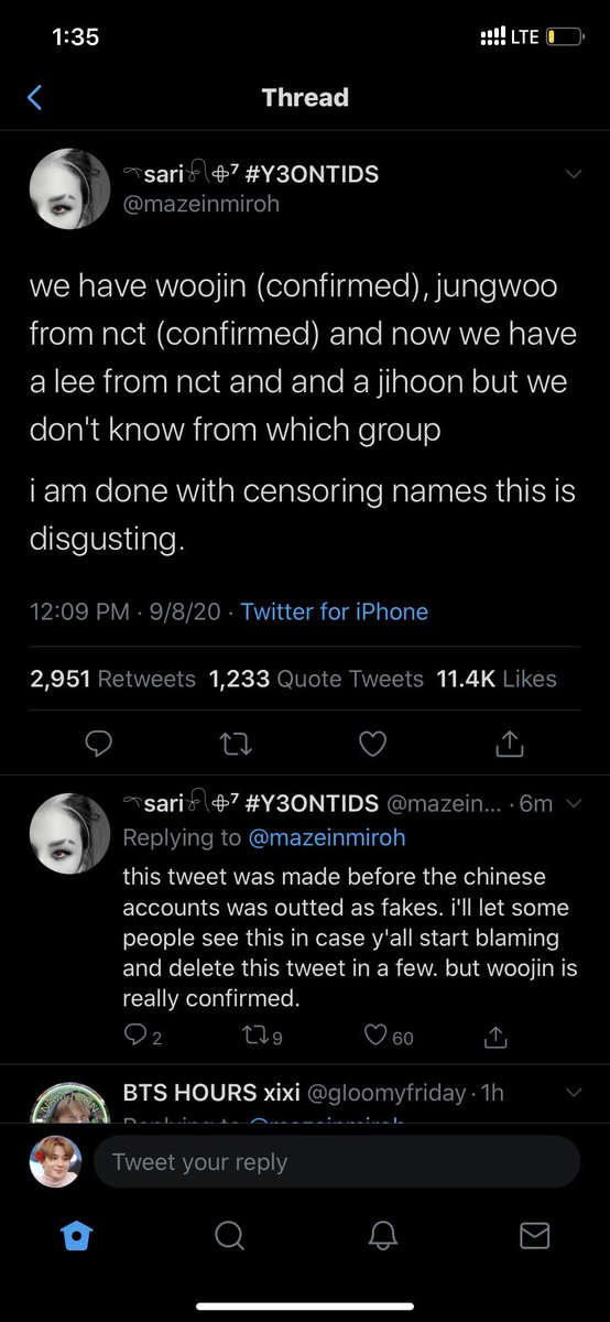 and yet people say it’s confirmed when 1) jungwoo wasn’t confirmed by the original op2) people refuse to delete the posts based on a fake account and make a new one. why? clout?