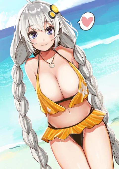 あかりちゃんと海行きたいねっていうイラスト(V1とV2の水着を合わせた) 