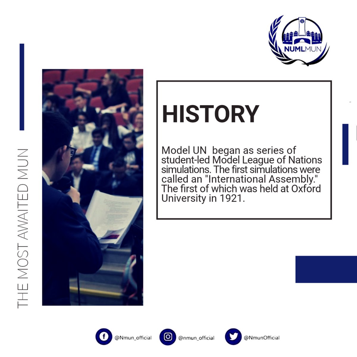 NmunOfficial's tweet photo. The History of Model United Nations. For more information, follow us on our socials. You can also contact our representative on WhatsApp (0335 6686123).
.
#mun #nmun #numlmun #numlians #numluniversity #numlislamabad #islamabad #un #unitednations #modelun #conference https://t.co/8sYctDd8Q0