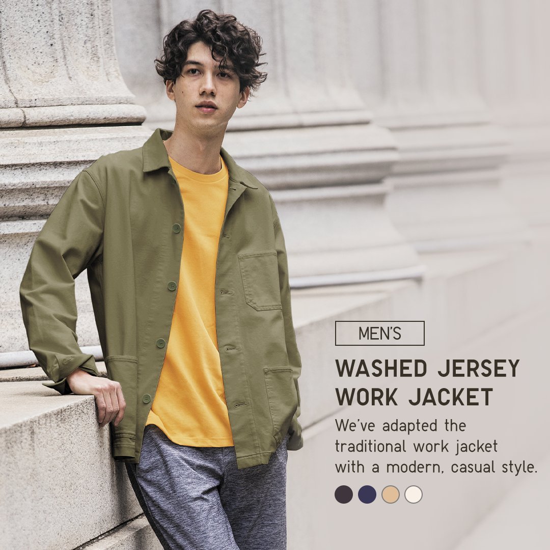 men washed jersey work jacket