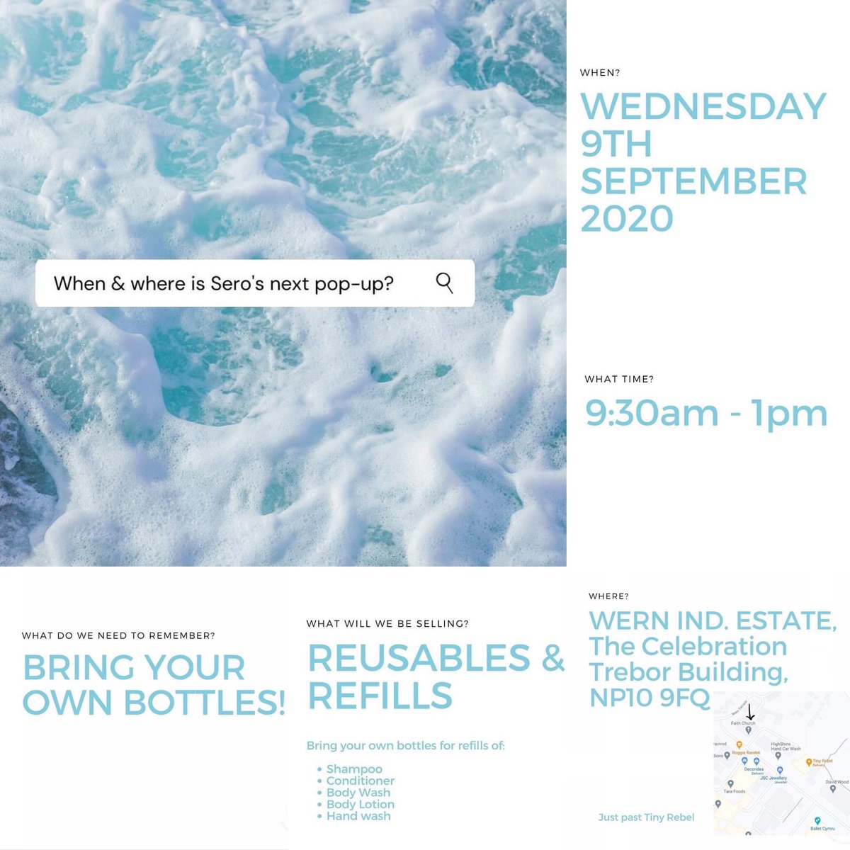 We will be at The Loading Bay Cafe at Wern Industrial Estate TOMORROW from 9:30am - 1pm. 
We will have lots of lovely reusable items for helping you make those little eco-swaps AND our <a href="/cole_and_co/">Cole and Co.</a> bathroom refills!

PLEASE BRING YOUR OWN BOTTLES to refill
#serozerowaste #newport