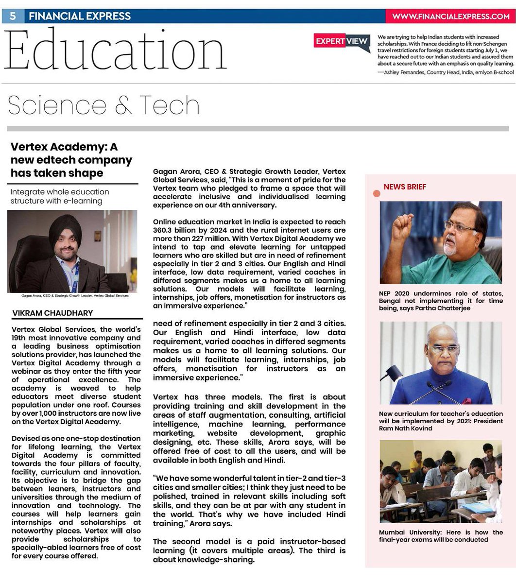 VertexGlobalIN's tweet photo. Vertex Digital Academy gets covered in Financial Express!

Read more: https://t.co/ECUSwSr4RR

#VertexProud #VertexDigitalAcademy #Coverage #Financialexpress 🤘 https://t.co/dNLXjZJ15G