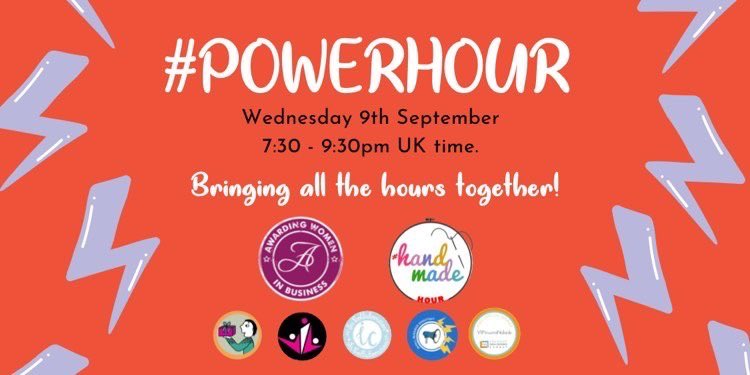 ICCollabCreate's tweet photo. Hello everyone! Welcome to #PowerHour! We are so pleased to be joining @Awarding_Women @HandmadeHour @UKGiftHour @smallbizshoutUK @vipmumsndads and #twittersisters for an incredible mega collab twitter hour tonight! 

Give us a wave, who's joining us this evening? 🙋‍♀️ https://t.co/ISWwnLAmP0