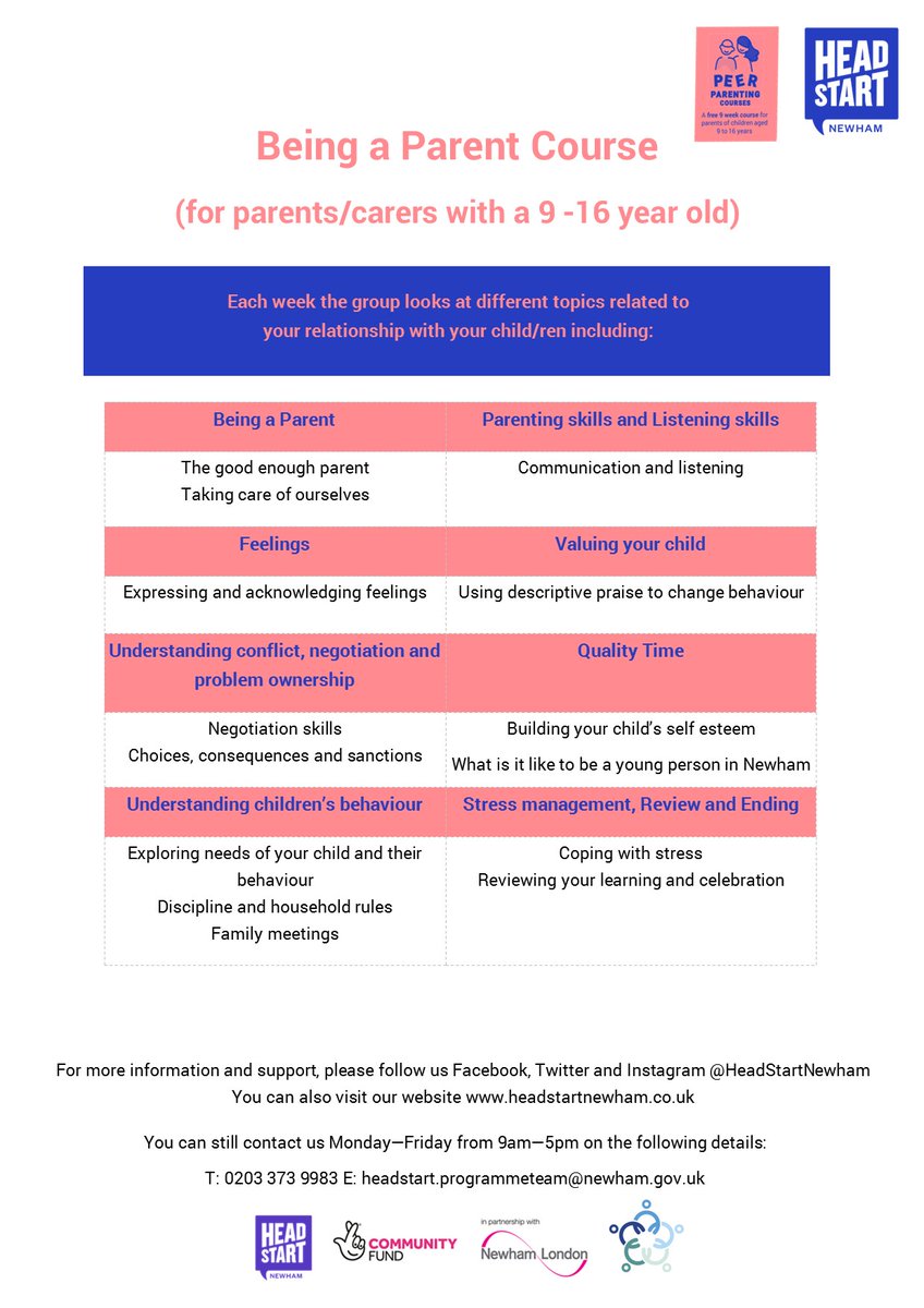 HeadStartNewham's tweet photo. Do you live in #Newham and care for a 9-16 year old? We are offering a 9 week #free Being a Parent Course. For more info on our course, click here: https://t.co/pBjeeGyN8k 
To sign up for the course, click here: https://t.co/GOy4ZjqXsl
#TuesdayThoughts https://t.co/x6khKbEiwB