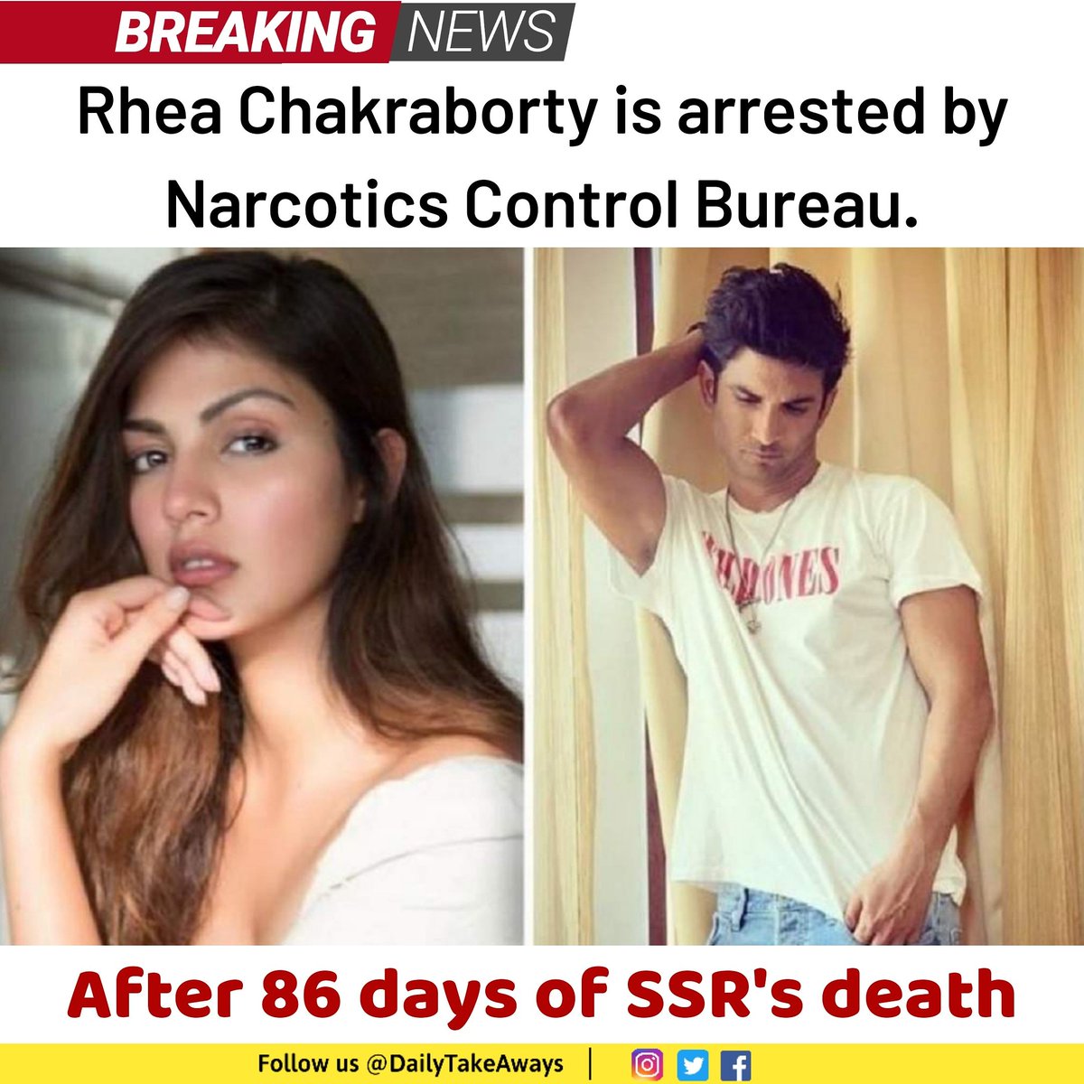 ishanj02's tweet photo. After 86 days of #SushanthSinghRajput death. His murderers have been arrested by Narcotics Control Bureau.
#RheaArrested https://t.co/5iSQmSFtzV