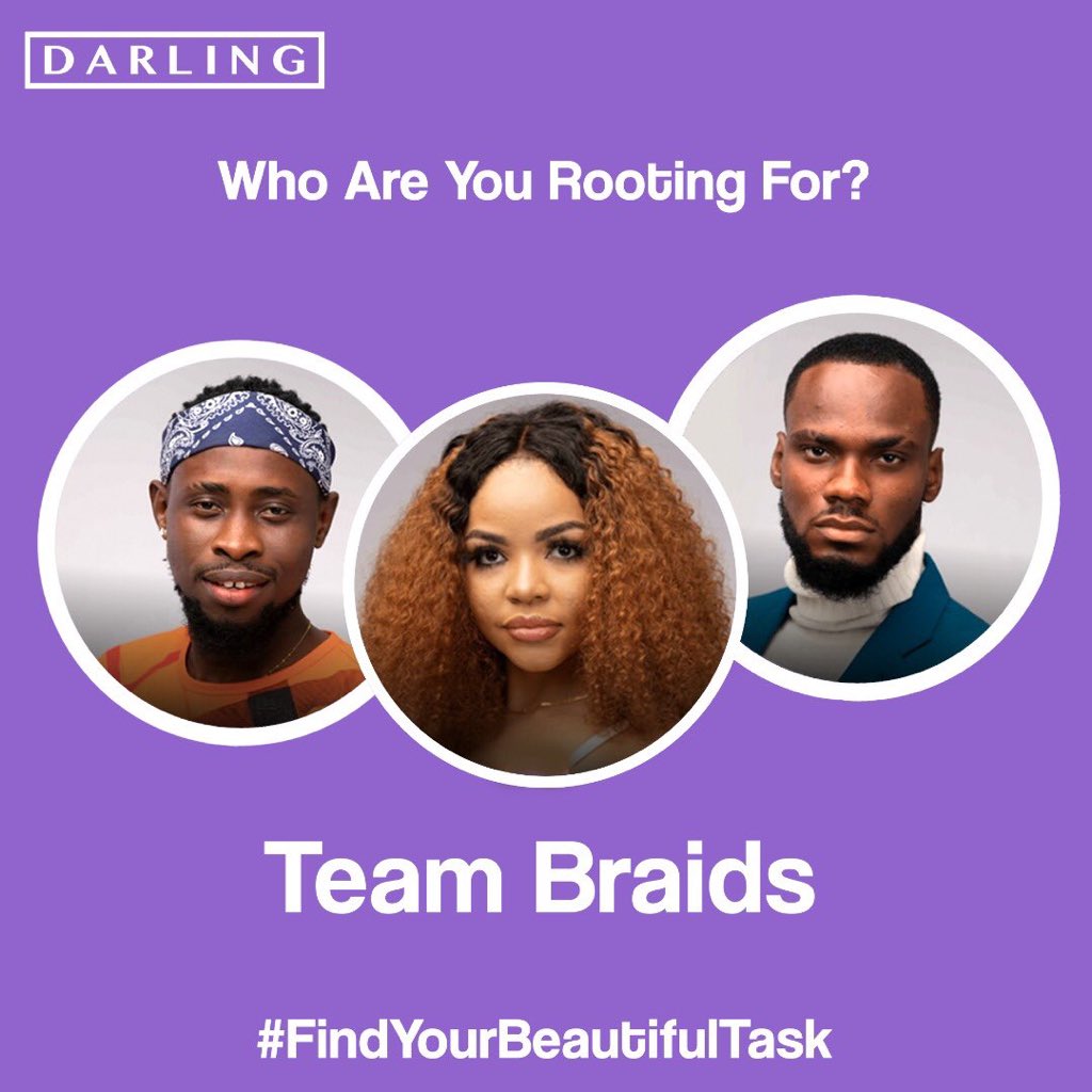 PrinceNEnwerem's tweet photo. Itโs the @darling_nigeria task today and our Prince has been paired with TrikyTee and Nengi as #TeamBraids
Letโs keep voting for our multi-talented fave fam, he deserves every single vote๐๐พ https://t.co/VbuakRlJ2g
#BBNaija #DarlingxBBN #VOTEPrince https://t.co/B3gxLSymK7