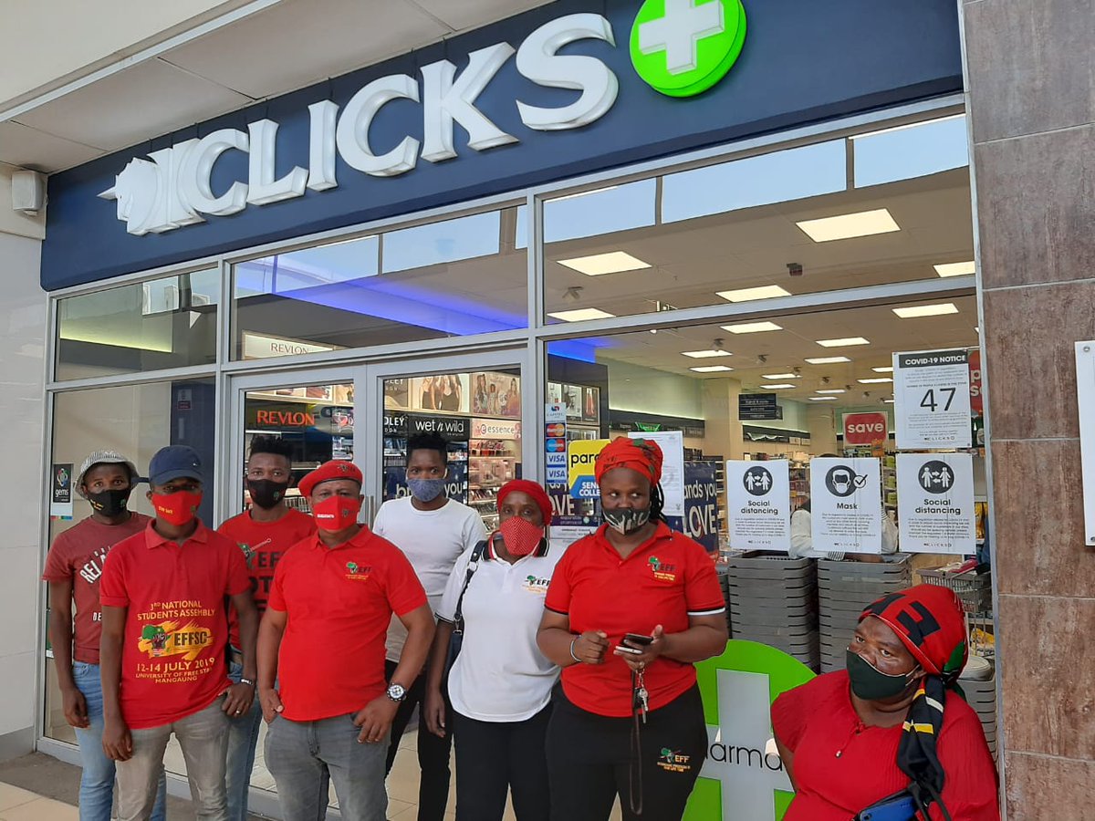 EFF_HarryGwala's tweet photo. Harry Gwala Region Secretary, Nomfundo Mpayipheli and ground forces of the EFF remain resolute and will continue to intensify efforts to ensure Umzimkhulu Clicks remains CLOSED.

#clicksmustfall #Asijiki https://t.co/5kqKMBICHH