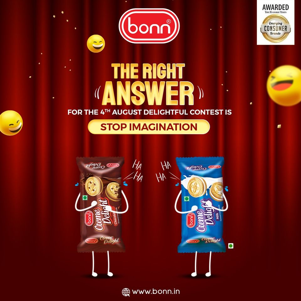 Bonnfoods's tweet photo. #ContestAnswer
The right answer for the 4th august delightful contest is - Stop Imagination. 🙃
Contest-
https://t.co/7kZN0mY088
Thank you everyone for participation. https://t.co/6S7ltfPWQA