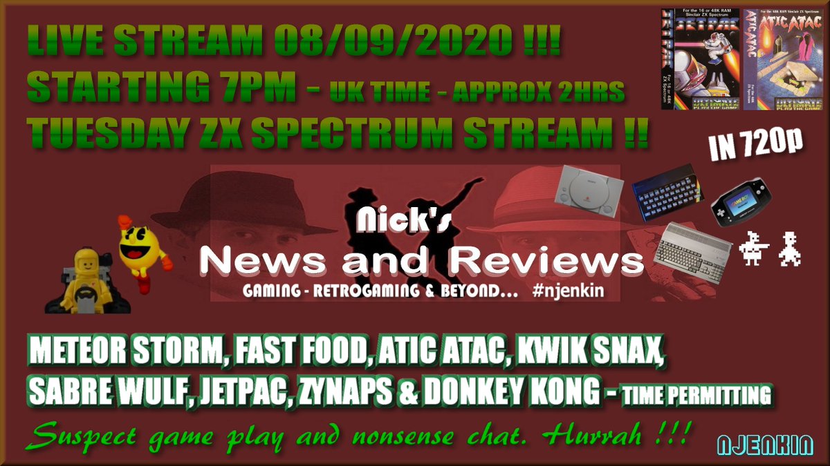 jenkin7NICK's tweet photo. Hi folks! A Tuesday ZX Spectrum Live Stream is scheduled on the Channel for 7pm this evening! Suspect game play &amp; nonsense chat. Blowing away the stresses of the day! Hurrah!😃👍🕹️

➡️ https://t.co/NxtPa88nXO

#livestream #zxspectrum #spectrum #gaming #game #games #retro #njenkin https://t.co/QUedPIXbXT