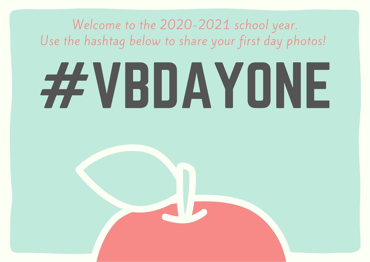 vbschools's tweet photo. Happy first day of school for the 2020-2021 school year! 

Share your photos with us using the hashtag, #VBDAYONE. 

We hope everyone has a great day! https://t.co/7K5AE4b2oK
