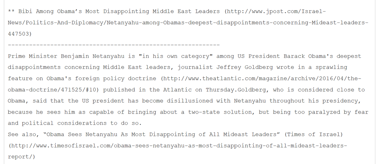 "Goldberg, who is considered close to Obama, said that the he has become disillusioned w Netanyahu thruout his presidency, cuz he sees him as capable of bringing abt a two-state solution, but being too paralyzed by fear & political considerations to do so" https://wikileaks.org/podesta-emails/emailid/26036