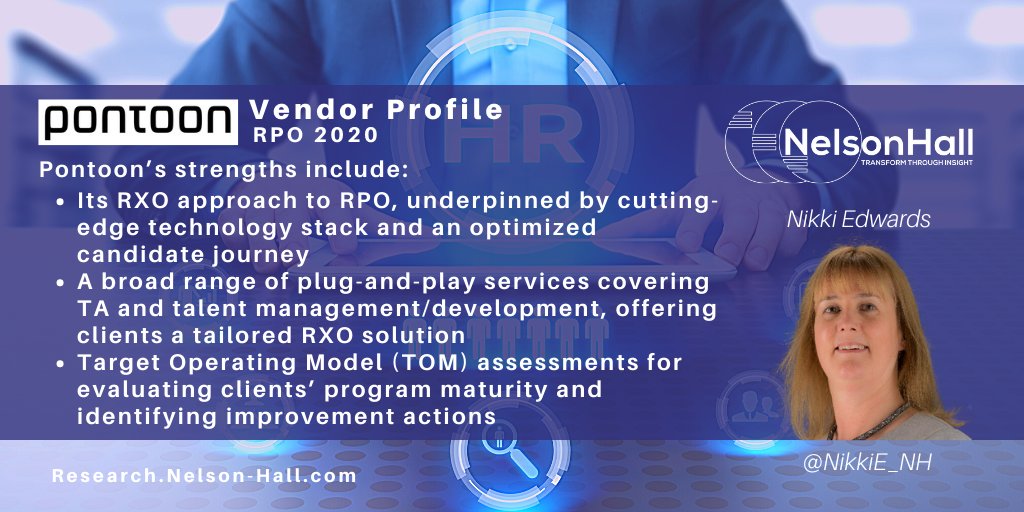 NikkiE_NH's tweet photo. The #NelsonHall #EvolutionofRPO vendor profile of @PontoonSolution is available: https://t.co/bpYDuMbzE0. 2020/2021 plans: promoting its new RXO offerings, #CandidateExperience (+ broader eXperience), more #Automation. #TalentAcquisition #RPO #TotalTalent #HR @NHInsight https://t.co/hVFXERBCWS