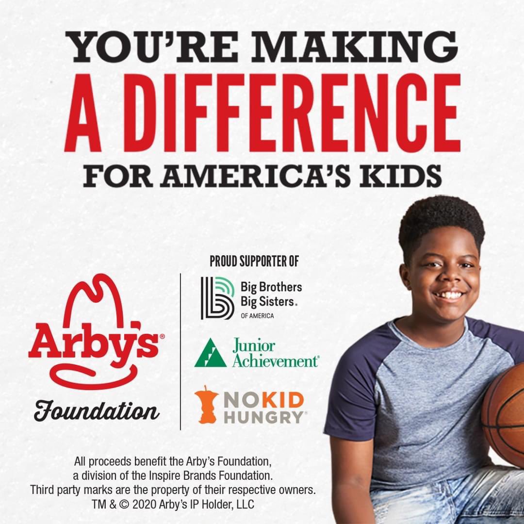 BBBSGREATERDAL's tweet photo. Arby's is teaming up with #BBBS for their #MakeADifference campaign. In celebration of #BBBSMonth, you can help by visiting your local Arby's and making a donation between now and September 27 to be a #DefenderOfPotential! https://t.co/NXuEcatK1q