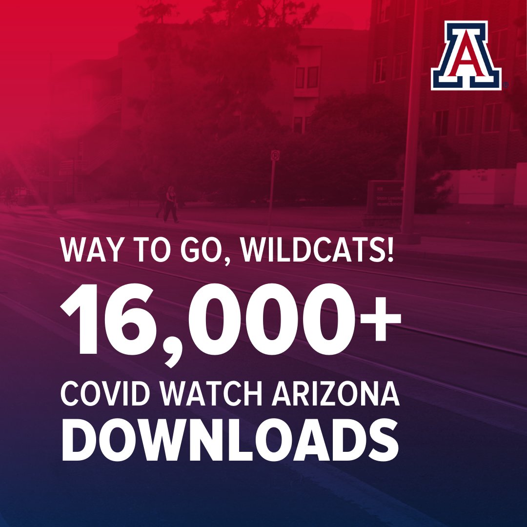 UAZCampusHealth's tweet photo. ❤️💙Hey, Cats! Have you downloaded Covid Watch Arizona? The more Wildcats who download, the better the app can work. Visit https://t.co/YGoTFdMPtq for more info. #BearDownload #UAtogether https://t.co/TFGyPfYUZo