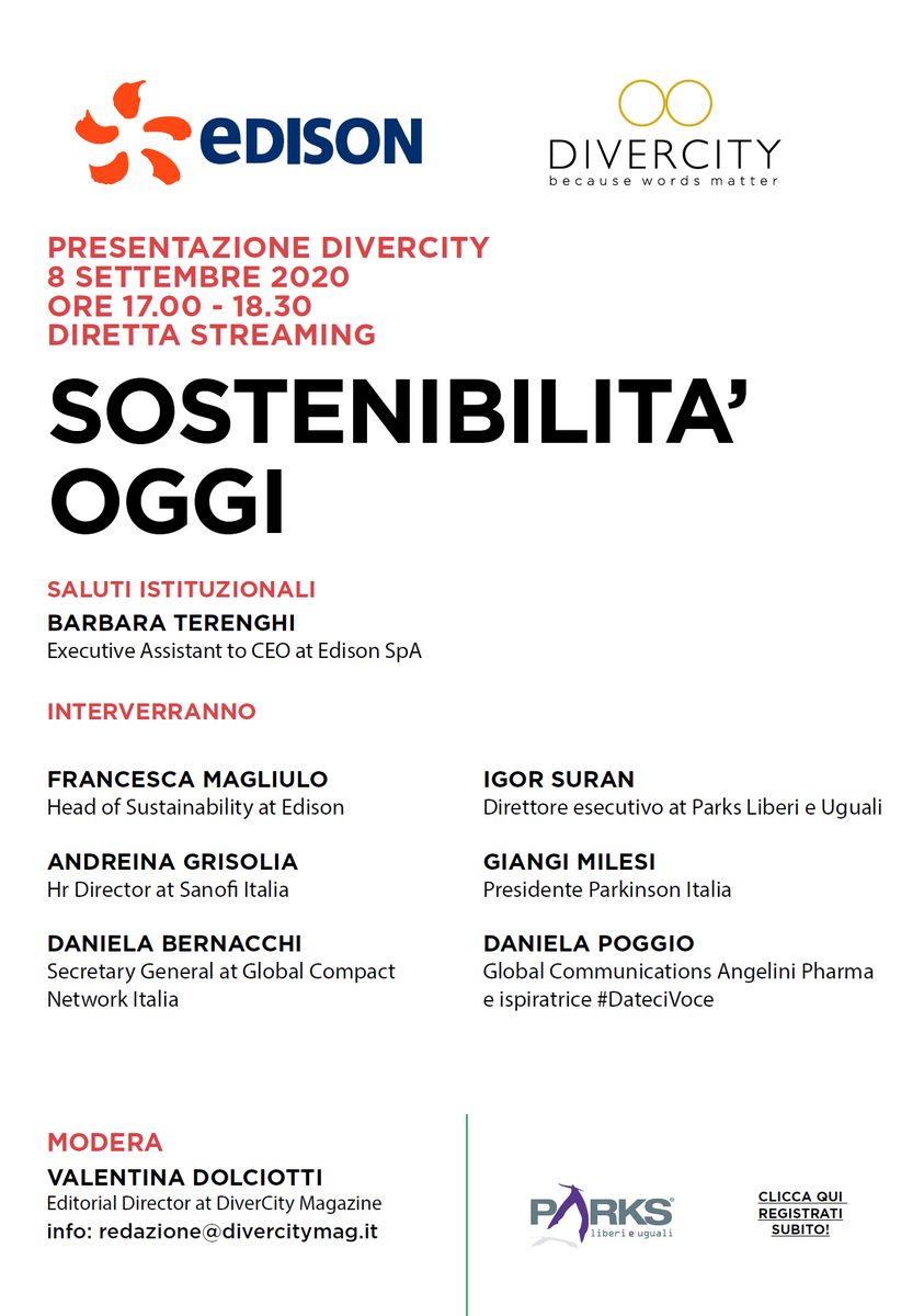 Edison4Gov's tweet photo. #8settembre 
#inclusione come leva fondamentale per un mondo sostenibile
#inclusione come fattore abilitante per #sostenibilità e #innovazione
Intervengono al webinar @divercitymag #BarbaraTerenghi e @francescamag #Edison https://t.co/KEMmYDb7Vo