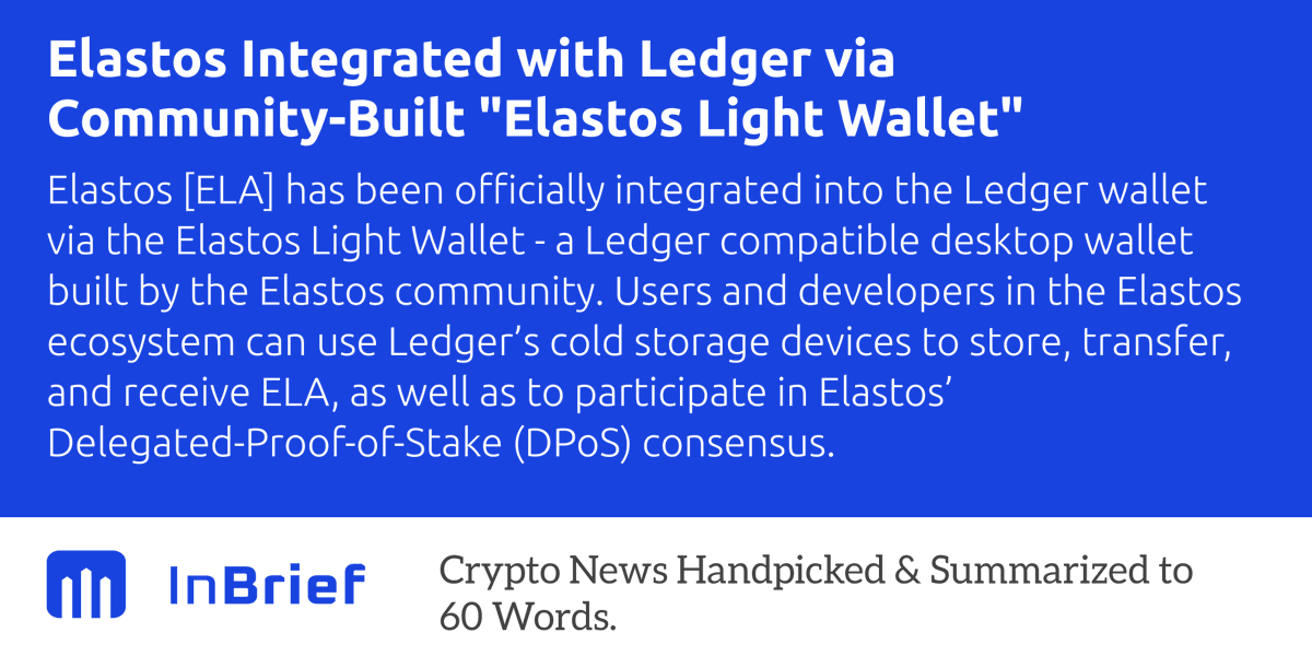 inbriefapp's tweet photo. #elastos $ELA https://t.co/HWxy3MSuKl