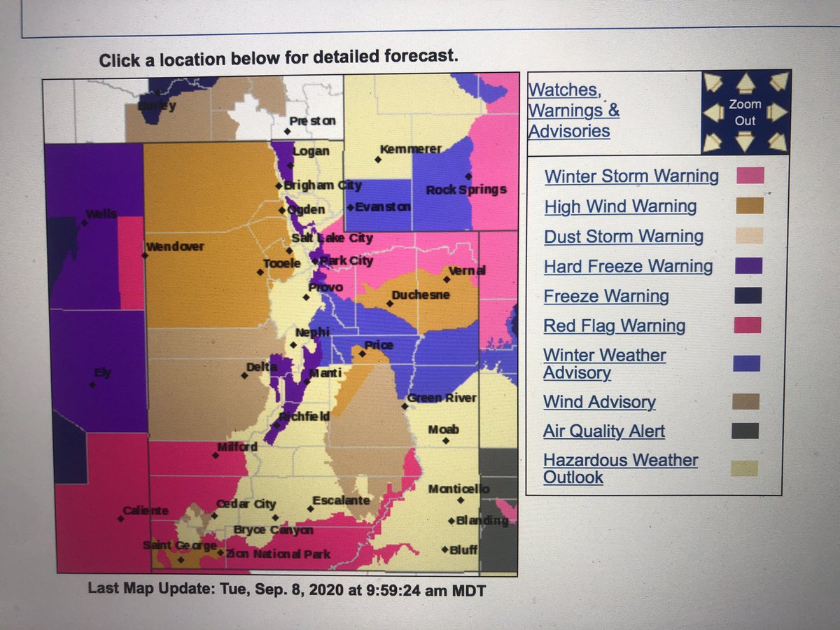 AlanaBrophyWX's tweet image. 💥EXTENDED💥 High wind warnings for Northern Wasatch Front &amp;amp; Salt Lake And Tooele Valleys in effect until Wednesday at 9am. 

Winds will only slightly relax later this afternoon, but this is a multi day wind event with damage.

@abc4utah #utwx