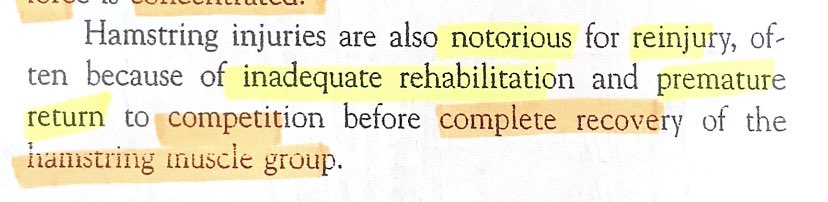 Kecederaan hamstring adalah paling mudah untuk re-injury jika rehabilitasi tidak sempurna dan atau overuse selepas Return To Play