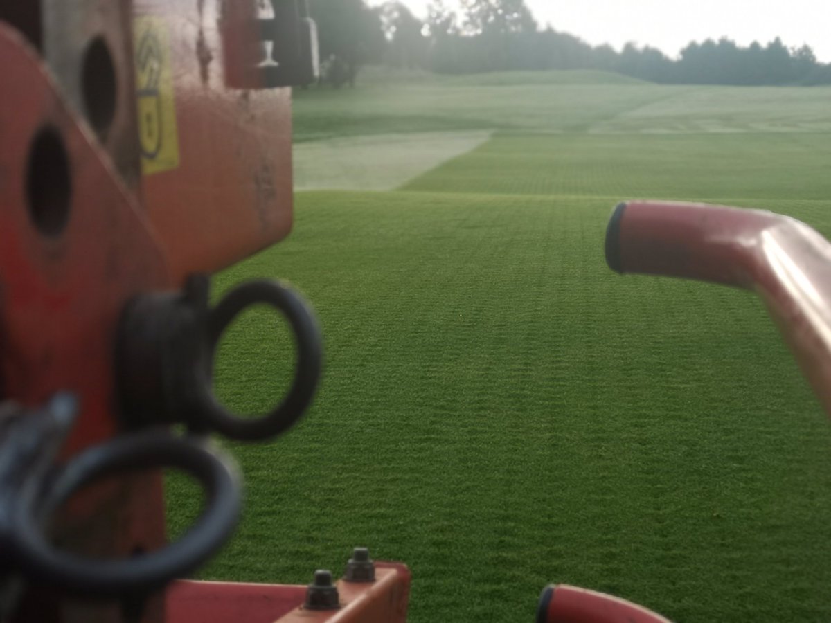 8mm tines at 200mm depth letting air into the greens