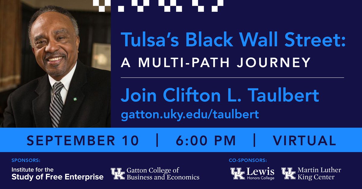 UKYHonors's tweet photo. ‼️Don’t forget to register for Thursday’s #Tulsa’s #BlackWallStreet event with @ctaulbert1‼️

@UKGattonCollege @UKISFE @UK_MLKCenter @patalyst 

🔗: https://t.co/ggwX1nBoTA https://t.co/rQhMjFKoyk