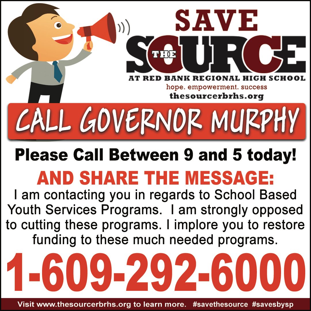 TheSourceRBRHS's tweet photo. Lunch break? Call Murphy’s office until you get a LIVE person.  #savethesource #savesbysp @RBRCrossCountry @rbmsROCKETS @SBS_Tigers @RedBankSup @redbankgreen @RBR_MediaCenter @ms_peirson @rbrhs @RBRBBF @lunchbreakNJ @backpackcrewnj @LSsuperEttore https://t.co/7u7JfiSreU