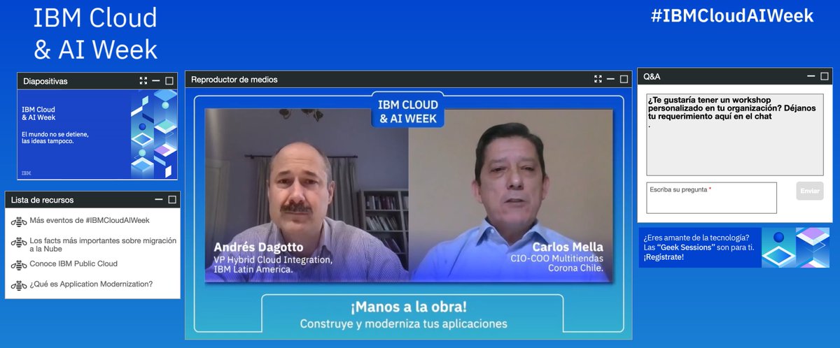 1charlesware's tweet photo. Carlos Mella, CIO-COO de Multitiendas Corona Chile, nos cuenta que "su decisión mas acertada fue elegir a IBM para esta migración a la CLOUD" en #IBMCloudAIWeek - @IBMdeChile . Escuchalo en https://t.co/Wr9fk2NMv0 https://t.co/82FRdjU5ss