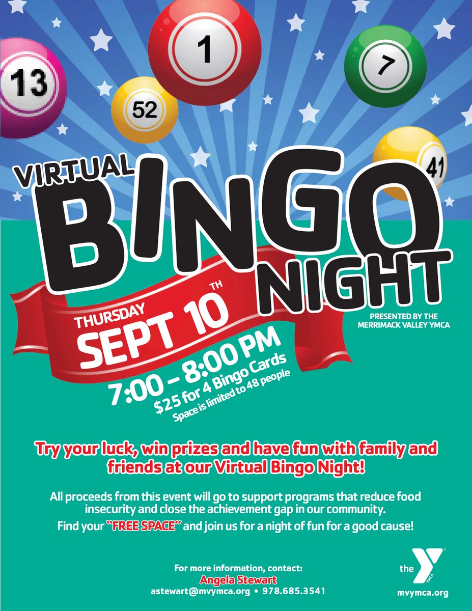 MVYMCA's tweet photo. You can't win if you don't play! Join us for Virtual Bingo this Thursday night. Registration is open now. https://t.co/abbEcFCDXQ https://t.co/YiLyjCUZhx