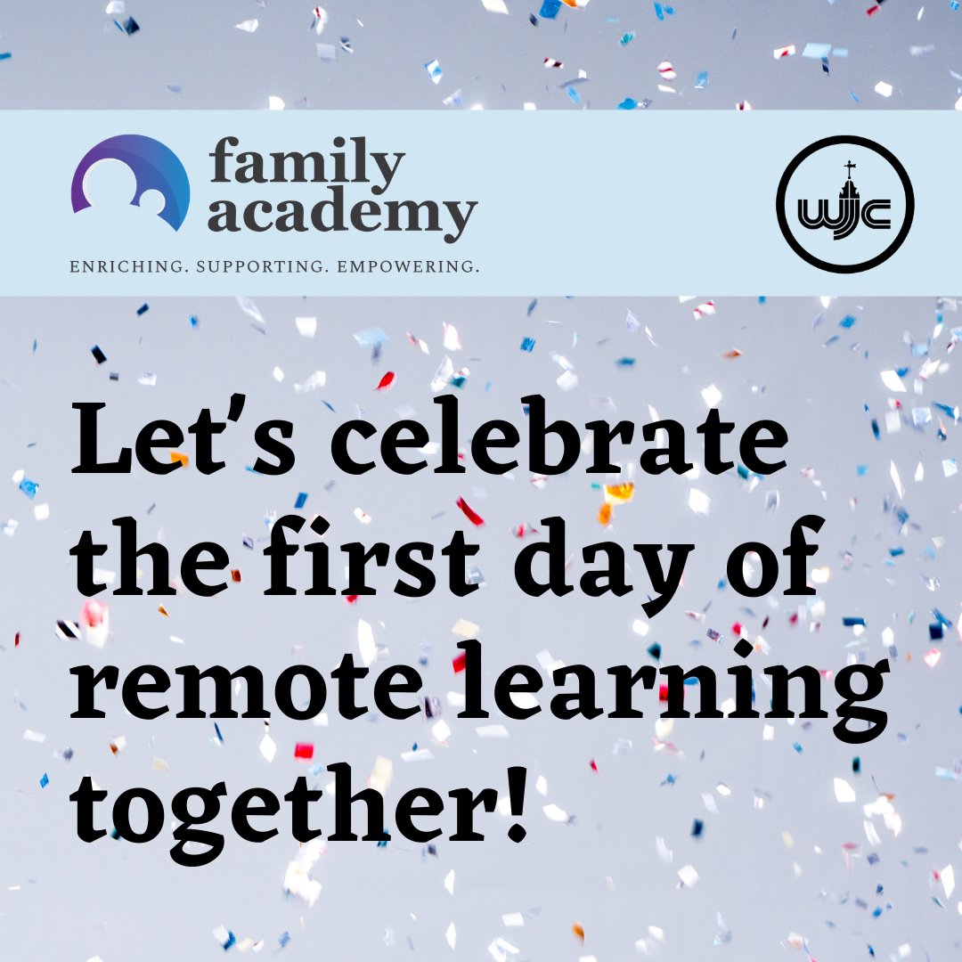 WJCCSchools's tweet photo. Let's celebrate the first day of remote learning together! Post photos to social media using #WeAreWJCC so we can share this momentous occasion throughout the school division. https://t.co/SkvI2PSQCw https://t.co/umNGpLJ4U4