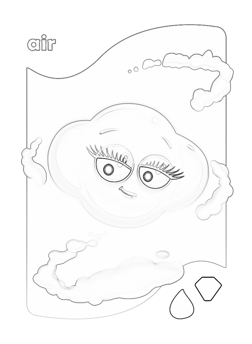 OH NO! It looks like Air could use a makeover. Go ahead and color her in. Don't forget to tag your art with #Eleminis and #FlyingMeeple!