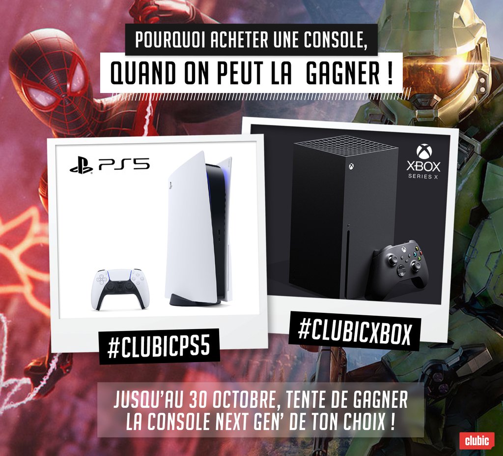 JVFR_OFF's tweet photo. #JEUCONCOURS #NextGen 🎮
Pourquoi acheter une #PS5 ou une #XboxSeriesX quand on peut la gagner ?
✔️ RT+Follow @ClubicGaming 
✔️ Commentez avec #ClubicPS5 ou #ClubicXbox pour la console de votre choix 
TAS: 30/10
RDV sur @Clubic et @ClubicBonsPlans pour augmenter vos chances ! https://t.co/pgdJTw795c