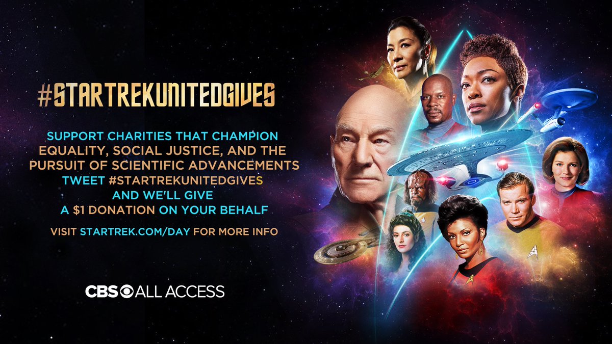Alex_Kurtzman's tweet photo. The spirit and legacy of @StarTrek has always been to champion equality, social justice and the pursuit of scientific advancements. For every person that tweets #StarTrekUnitedGives we’re donating $1. #StarTrekUnited #StarTrekDay https://t.co/q1EIh8zOk7 https://t.co/jDhmLDnXyk