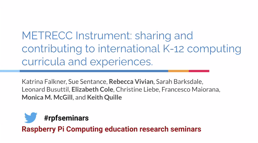IAmKatharineC's tweet photo. Delighted to be hearing from @virtuallyFine @ECM2016 and @RebeccaVivian about the METRECC instrument at #rpfseminars today. And congratulations on the birth of your son @KQuille! https://t.co/SzRkTD9qMU