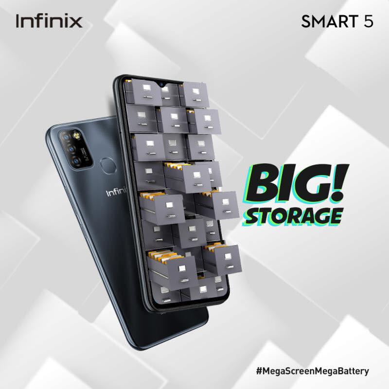 InfinixGhana's tweet photo. Enjoy a smooth operation with the Smart 5’s big Storage!
Store more movies, songs & documents without worry.😎
#InfinixSmart5 #MegaStorage #MegaScreenMegaBattery https://t.co/CP69nnRbiK