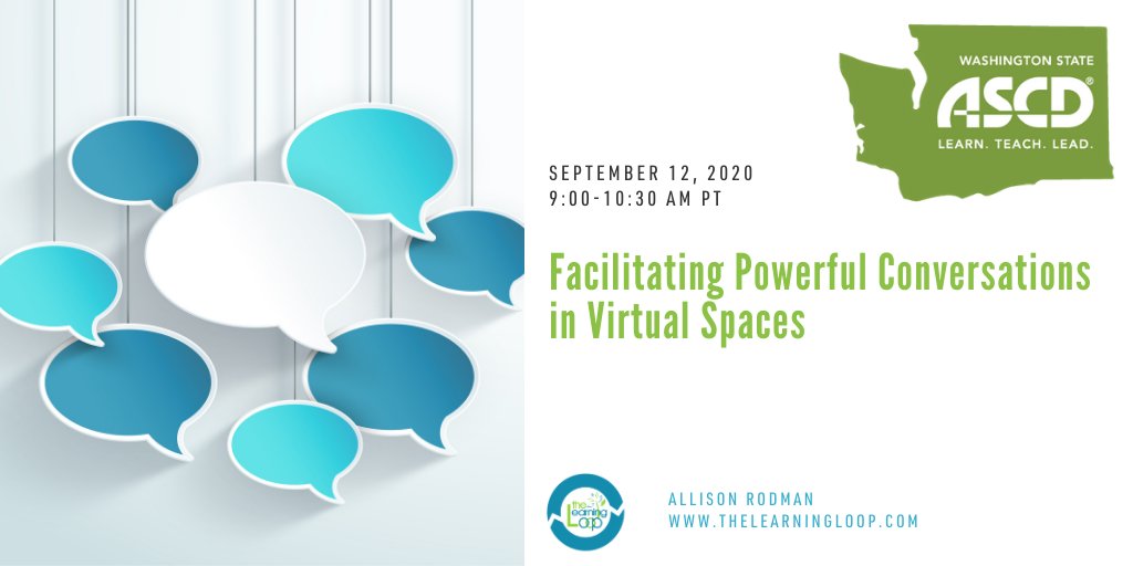 🗨️ Join me with @WSASCD to explore "Facilitating Powerful Conversations in Virtual Spaces" THIS Saturday, 9/12 from 9:00-10:00 AM PT! All educators are welcome.

💻 Register here: wsascd.org/workshops-and-…

#remotelearning #edtech #edtechchat #virtualevent