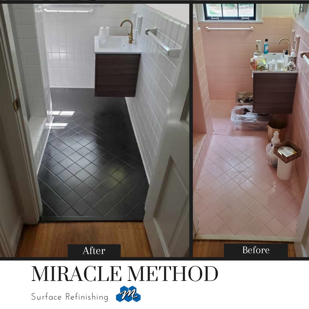 MiracleMethodNA's tweet image. Tired of looking at an outdated bathroom? Choose your colors and have a beautiful new bathroom in under a week! We even do custom colors if there is a specific shade you have in mind. Call us today for a free estimate.