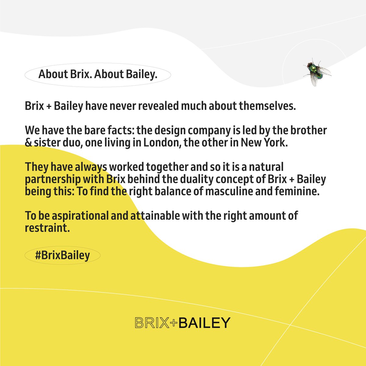 brixandbailey's tweet photo. About Brix + Bailey
They have always worked together and so it is a natural partnership with Brix behind the duality concept of Brix + Bailey being this:
To find the right balance of masculine and feminine. To be aspirational with the right amount of restraint.
#BrixBailey https://t.co/Bi0GXdZIJh