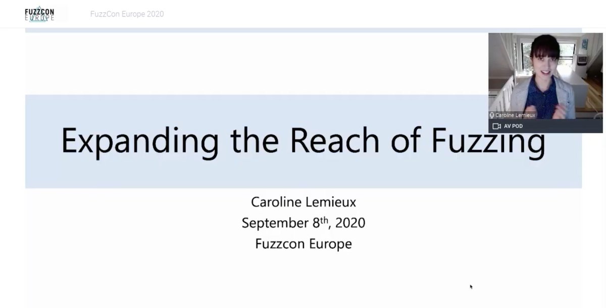 CI_Fuzz's tweet image. One of the benefits of hosting #FuzzConEurope2020 online, is that it enabled us to invite amazing speakers from all over the world, such as @cestlemieux. She is currently delivering an intriguing presentation on expanding the reach of #fuzztesting. Don&apos;t miss out on it!