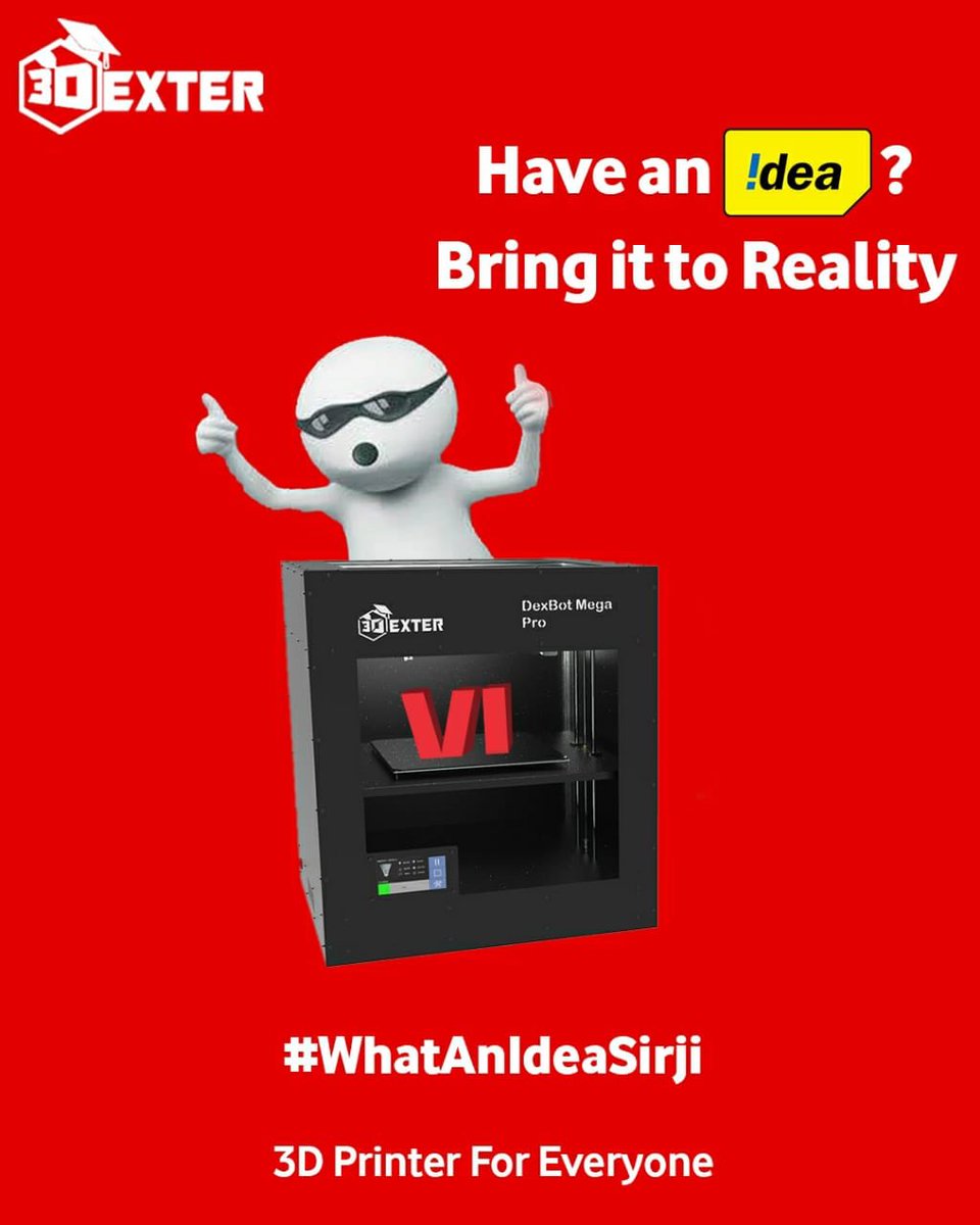 3dexters's tweet photo. Congratulations @Idea and @VodafoneIN on coming together.
We totally agree that an Idea can change your life. #3dprinting #3Dprinter https://t.co/kOTLUM6OcA