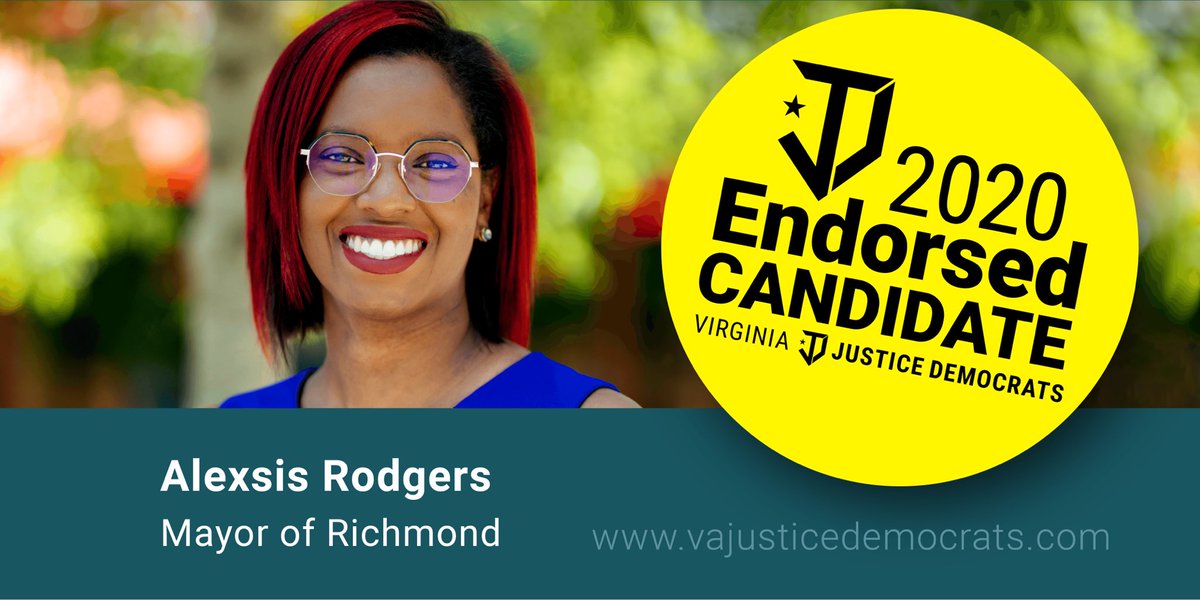 VAJusticeDems's tweet photo. 🗣📢 We are pleased to announce our endorsement for @aerodgers for Mayor of RVA! 🎉 Alexsis is running a people powered campaign &amp; has the leadership skills to create a RVA that works for ALL. Donate to her campaign TODAY! https://t.co/O25rIDqRU7 #NewVAWay https://t.co/pyQYPrY6i3