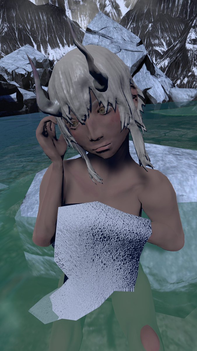 ギギギのぎずも パンッ 温泉にタオルを巻いて入るのはマナー違反なので温泉用アバターは全裸にタオルを片手に装着して前を隠す のが最適解では という理論を実行したが結局タオルが水没してる件 Vrchat