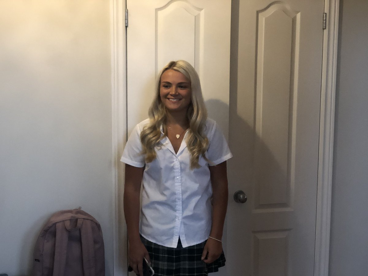 HDbrownie2000's tweet photo. The first day of high school seems so long ago. Today our baby starts grade 12, she is smiling as always. She is excited, eager and is prepared for the challenge #lastfirstdayofhighschool https://t.co/9MQM1vmCJN