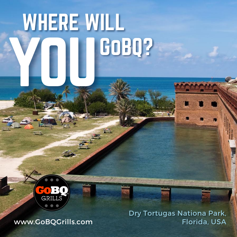 Looking for somewhere different to camp? Dry Tortugas National Park is in the Gulf of Mexico, west of Key West, Florida and is amazing. Like all of our featured spots, make sure you check if the park is open and accepting campers.#GoBQ #Grill #camping #Explore