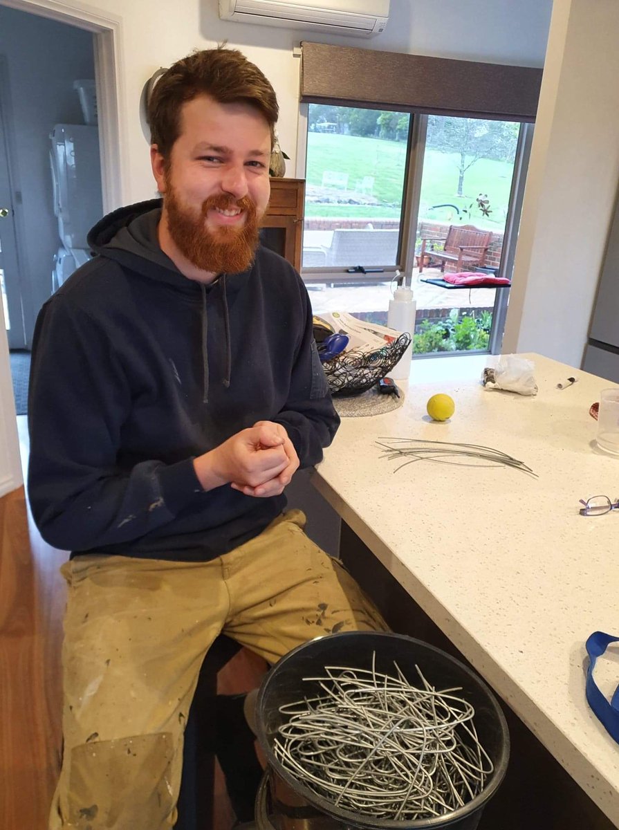 Carramartruffl1's tweet photo. #trufflecat Remy hoping to escape in the weedmat bag as we prep #truffletrees for planting. Adding extra inoculant, well, coz we can. Even number 1 son is helping form up weedmat spikes. Too much like work! #carramartruffles #truffles #plantingtruffles https://t.co/CVfArtjSRp