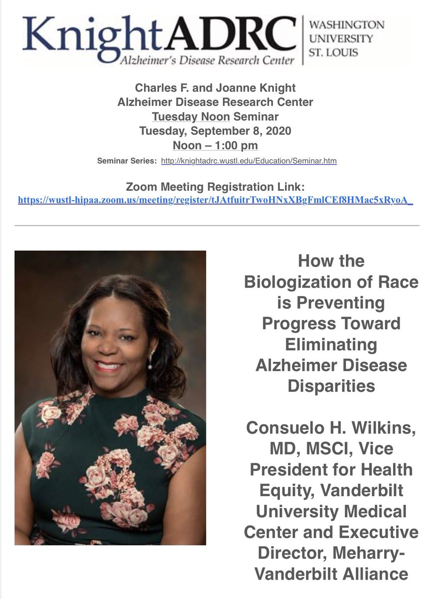 DrCHWilkins's tweet photo. TODAY at noon CT: How the #Biologization of Race is Preventing Progress Toward Eliminating Alzheimer Disease #Disparities
https://t.co/Zv39R7T3bW
#DebiologizeRace #HealthEquity https://t.co/qpAWPasRpe
