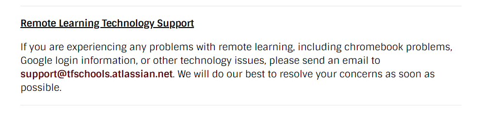 TFSPantherPride's tweet photo. We are looking forward to our first day of school, September 9th. Remember Remote Days on September 9th, 10th, and 11th for a single session. We can't wait to see our students! Parents/students, any technology problems or concerns? Use the email address for help. #tfschools https://t.co/IU1b7bzZRi