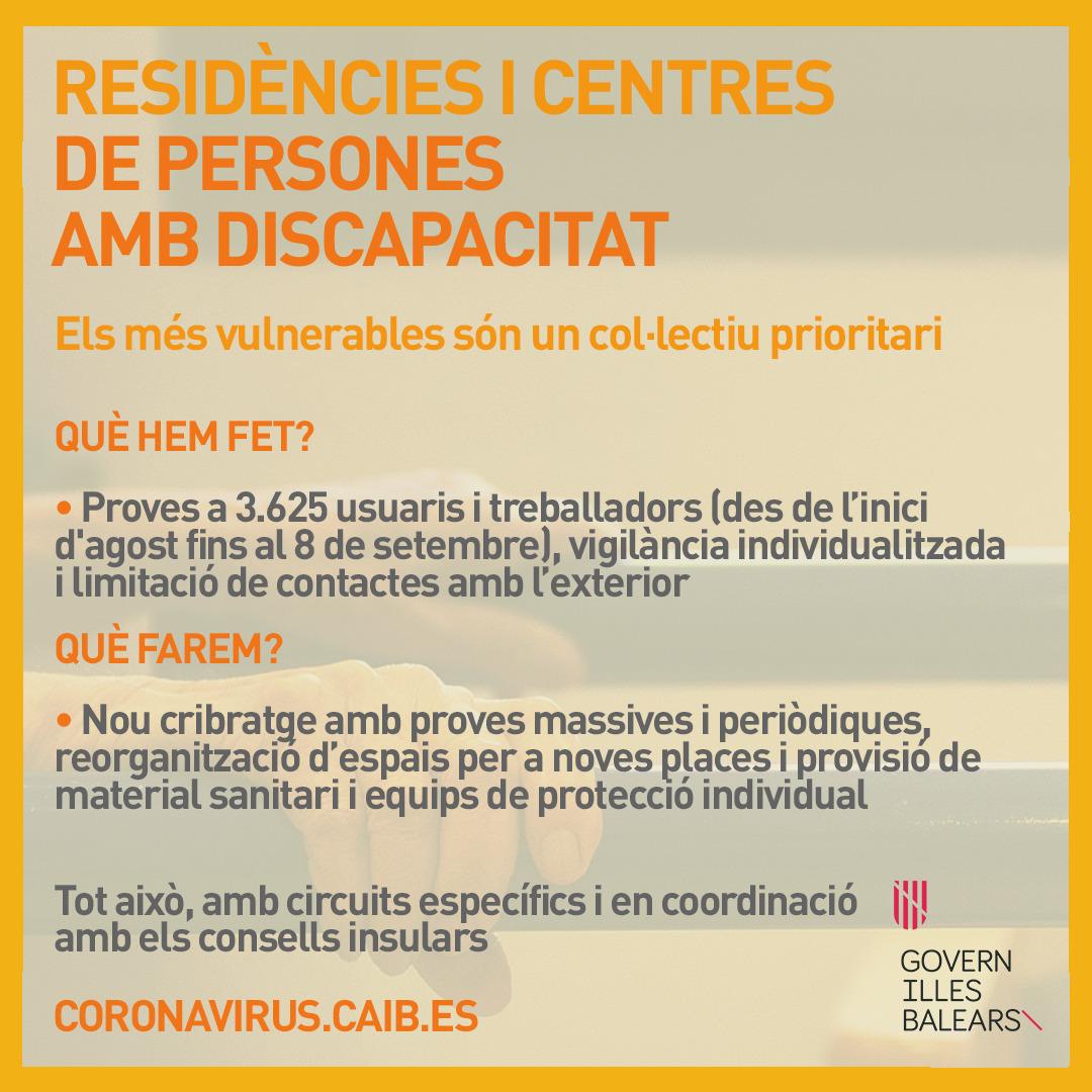 goib's tweet photo. Feim un nou cribratge amb proves massives i periòdiques a residències i centres de persones amb discapacitat per aturar la propagació del virus i protegir els més vulnerables https://t.co/xpNKmm7bO4